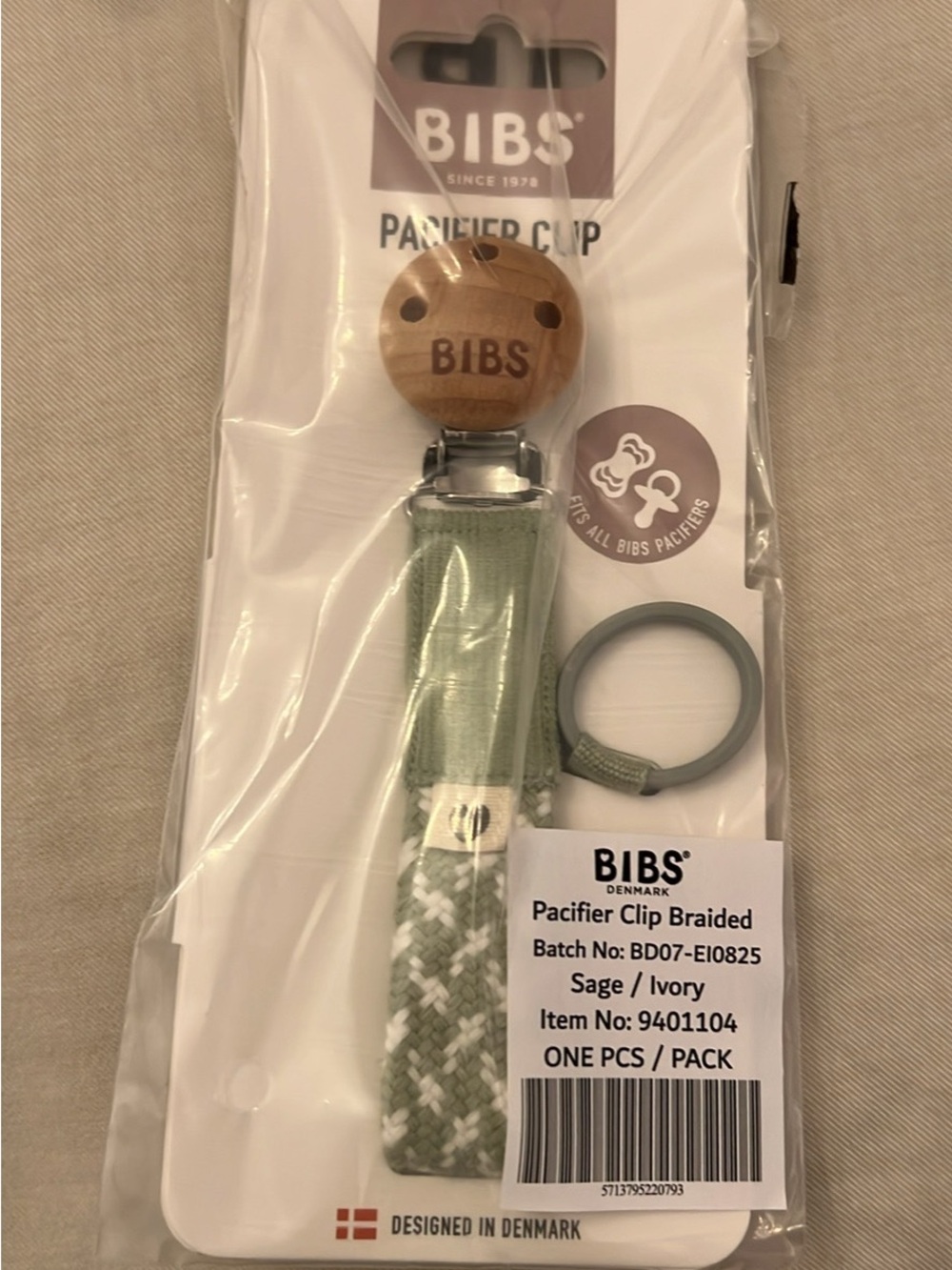BIBS Sage Braided Pacifier Clip
